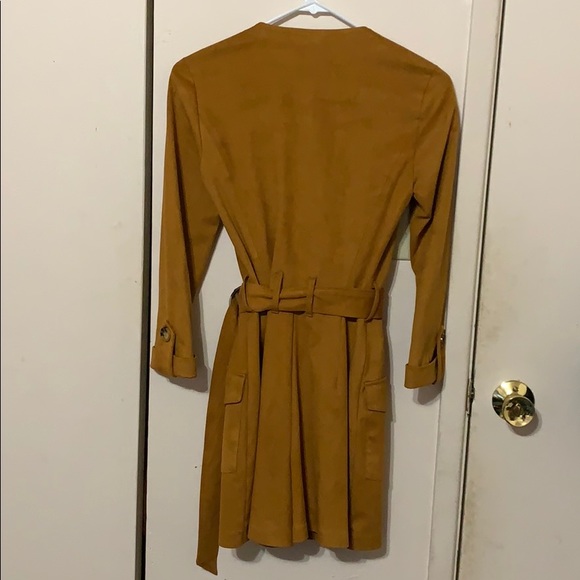 Zara Faux Suede Mustard Jumpsuit Dress size XS - Picture 3 of 4